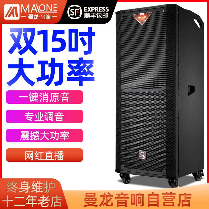 Manlon Stage Sound Performance High Power Outdoor Band Network Red Sound Card Live K Song Mobile Square Dance Speaker