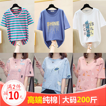  Go out nursing clothes Summer thin plus fat plus size breast milk clothes postpartum wear pure cotton short-sleeved t-shirt nursing clothes