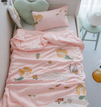 Boys and girls 60 double-sided Tencel childrens summer embroidery cartoon silky cool feeling summer air-conditioning baby