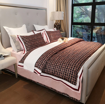 PT petites 100 cotton digital printed tribute satin four-piece simple European Villa Model Room bedding