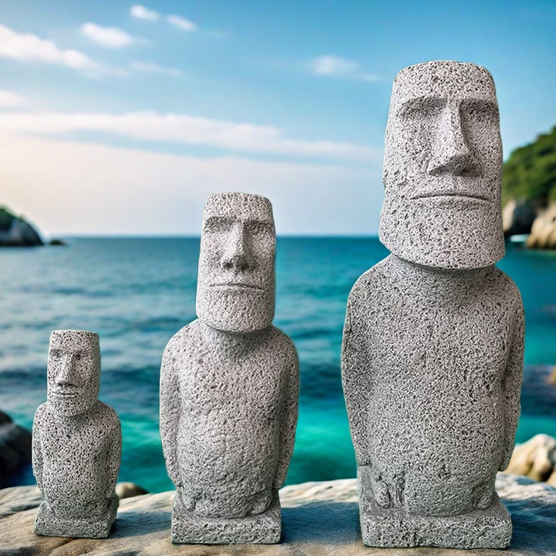 Bored? Stand Still Like It. Green Sandstone Moai Statue, Easter Island Statue, Desktop Ornament Gift
