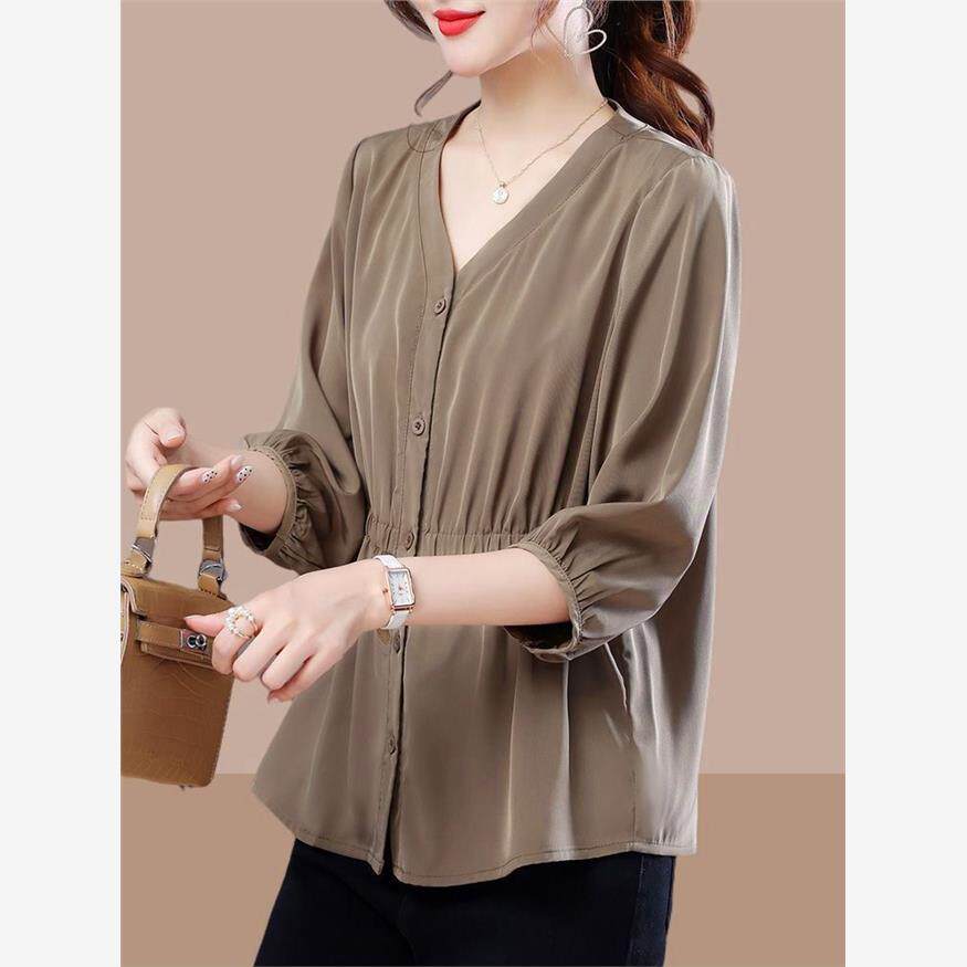 Ladies shirt loose waisted shirt chiffon shirt