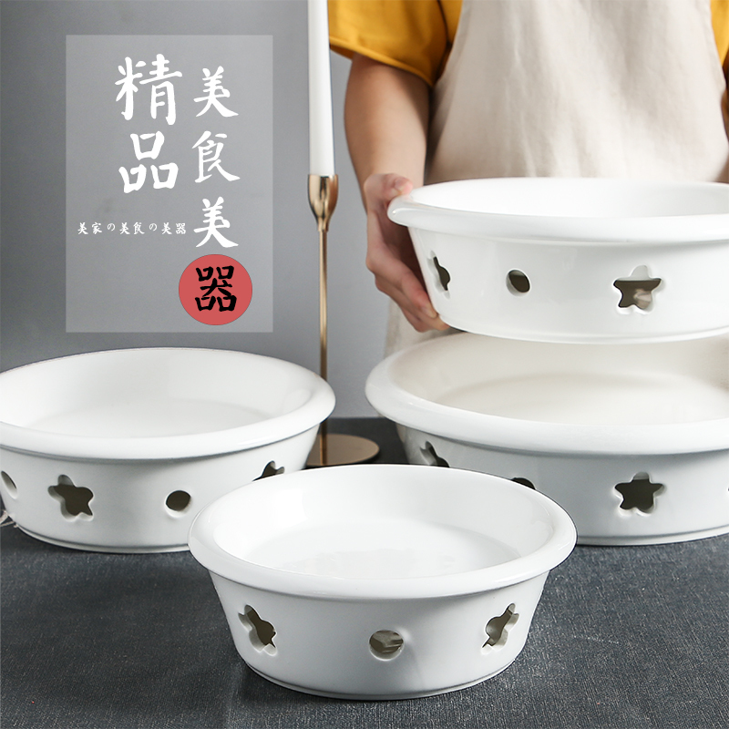 Alcohol Candle Round Oval Plum Blossom Dry Pot Fish Dish Plate Hotel Banquet Open Flame Heating Stove Base Creative Plate