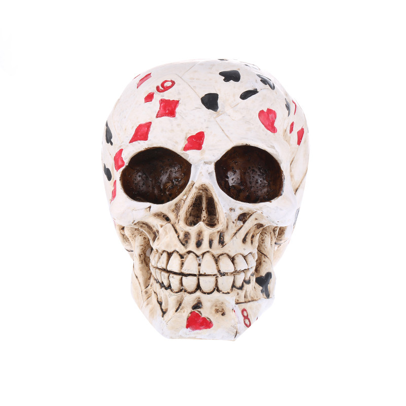 Poker Red Heart skull Halloween Personality Pendulum piece Home Ornament Skull Creative Desktop Skull skull model