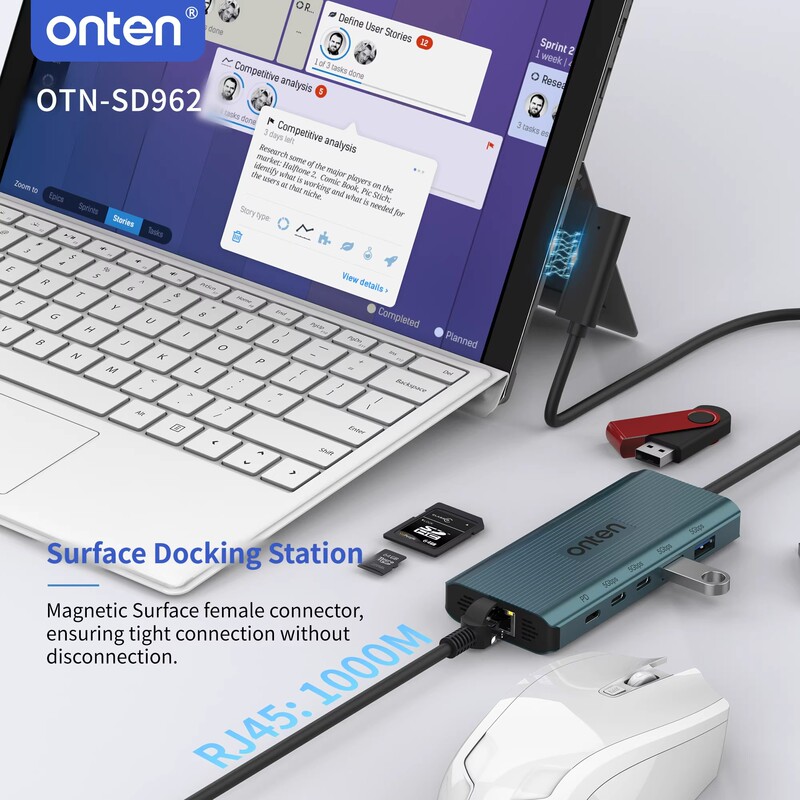 Suitable for Microsoft Surface Series Devices, Multi-Functional Docking Station with 4K High-Definition HDMI and Gigabit Ethernet Port