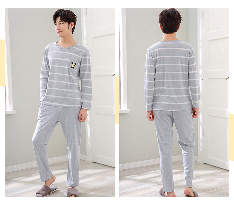 Mùa thu và mùa đông vài bộ đồ ngủ cotton dài tay nữ hoạt hình dịch vụ nhà dễ thương nam kích thước lớn cotton phù hợp với giản dị bộ mặc nhà đẹp