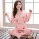 Bộ đồ ngủ mùa xuân và mùa thu đông nữ cotton dài tay phiên bản Hàn Quốc của phim hoạt hình cotton kích thước lớn phục vụ nhà sinh viên phù hợp với mùa thu bộ pijama