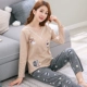 Bộ đồ ngủ dài tay mùa xuân và mùa thu cho nữ kích thước lớn đồ ngủ hình thú