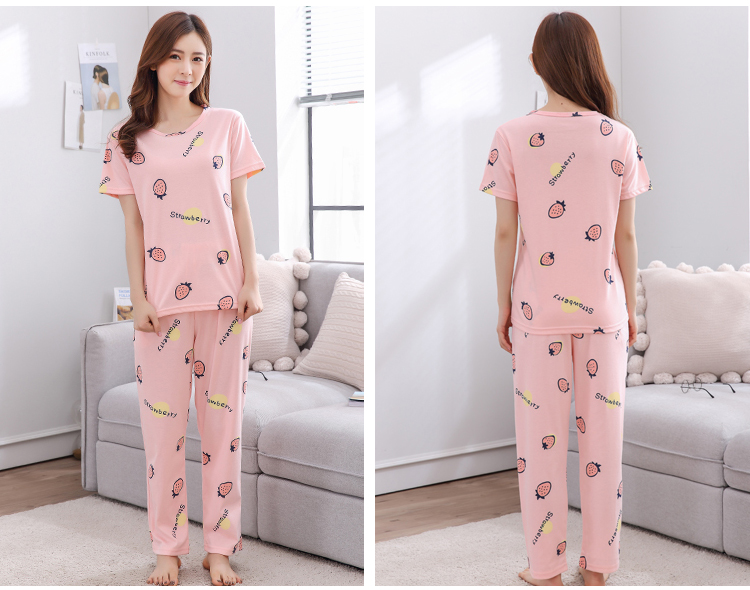 Đồ ngủ nữ mùa hè cotton tay ngắn quần mùa hè nữ kích thước lớn phần mỏng hai mảnh phù hợp với dịch vụ gia đình sinh viên mùa xuân và mùa thu shop quần áo nữ