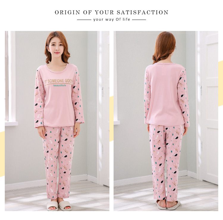 Bộ đồ ngủ mùa xuân và mùa thu cotton dài tay phiên bản Hàn Quốc có thể mặc bên ngoài bộ đồ mùa thu tươi mới và đáng yêu của nữ sinh phục vụ tại nhà shop quần áo
