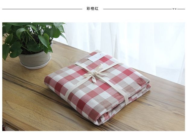 Một mảnh kẻ sọc đã giặt chăn bông Không có in phong cách Nhật Bản đơn giản chăn quilt 1,5 m đơn đôi - Quilt Covers chăn tuyết