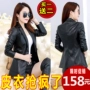 2019 mới size lớn ve áo nữ phiên bản ngắn của Hàn Quốc của áo khoác da nữ thời trang Slim áo da biker