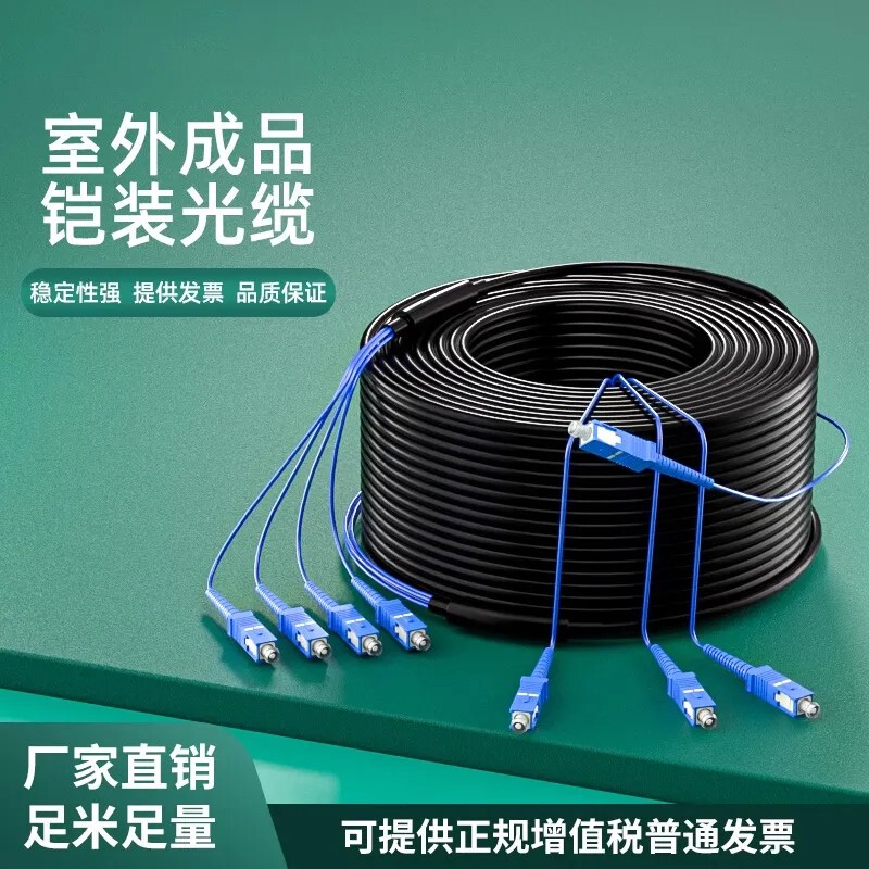 Outdoor Finished Armored Optical Cable 2-Core 4-Core 6-Core 8-Core 12-Core Sc/Fc/Lc Connector Fusion-Free Fiber Optic Cable Fiber Optic Patch Cord