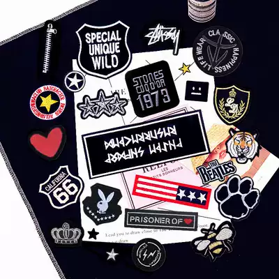 Patch patch self-adhesive jeans cloth patch embroidery cloth paste down jacket decoration hole patch patch Black Badge