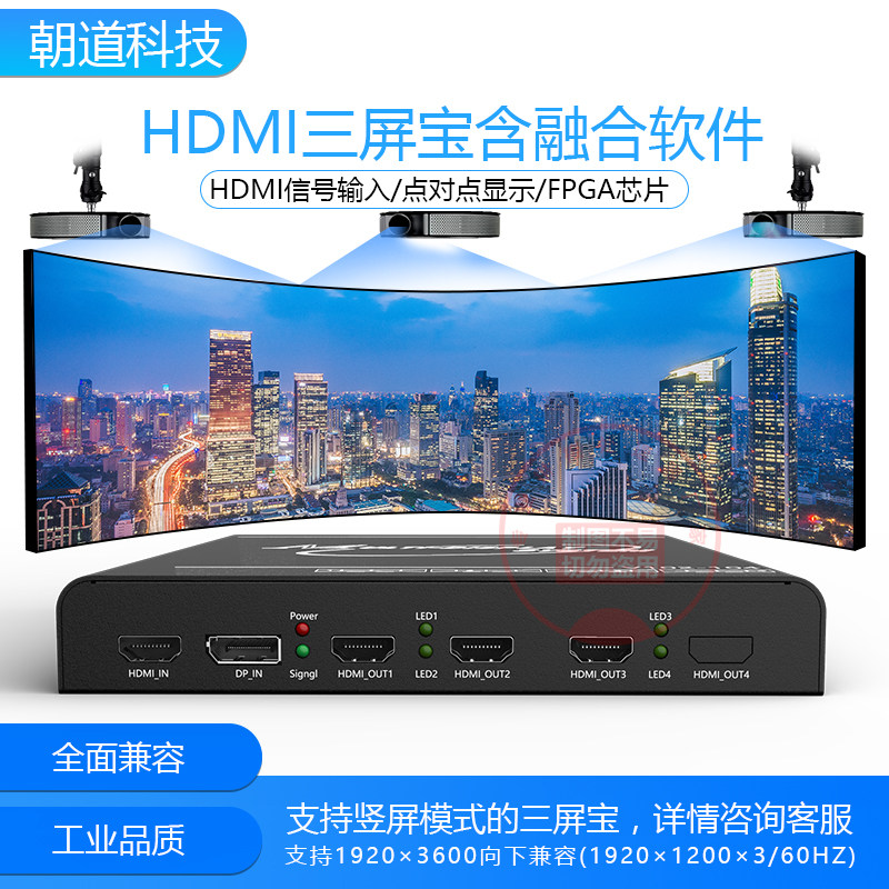 Projection Fusion Software Triple Channel Projector Hardware Fusion Device Multiscreen Splicing Point-to-point Three-Screen Treasure With Software