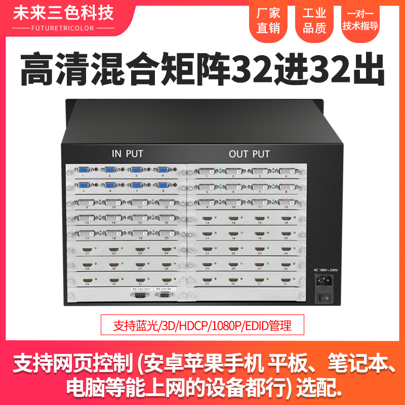 32 in 32 out HD hybrid matrix 12 16 20 24 28HDMI VGA DVI movie switch card