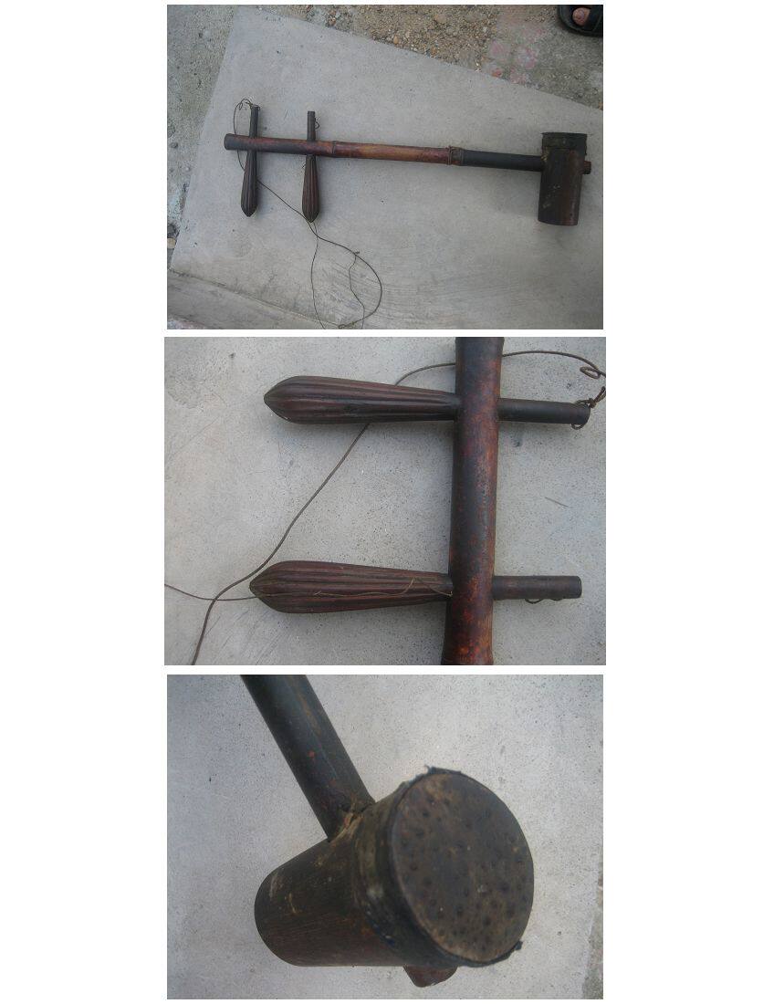 Intact Republic of China old Jinghu 3 sections of bamboo old bag pulp national musical instrument collection boxwood shaft