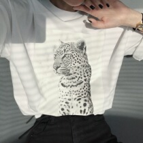 Big Meng early spring new fashionable little sister should have both 2 colors ~ pure cotton round neck Tiger short sleeve t-shirt