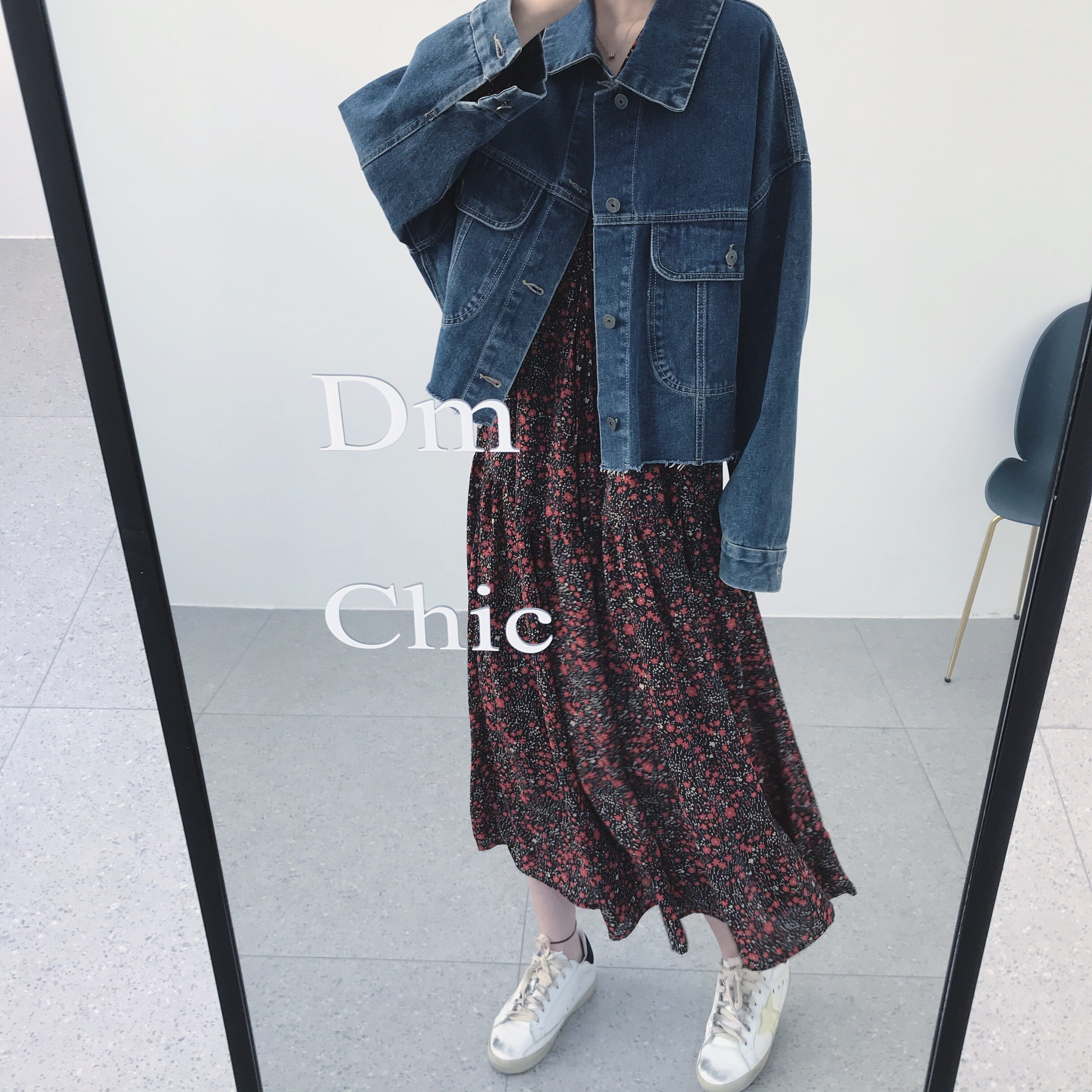 Dameng New Year's carnival price extra points rely on it Western style old cut edge loose short denim lapel jacket