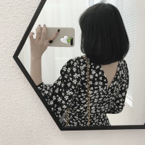 Big cute early spring new little woman has floral feelings~Back careful machine waist seal knotted floral dress