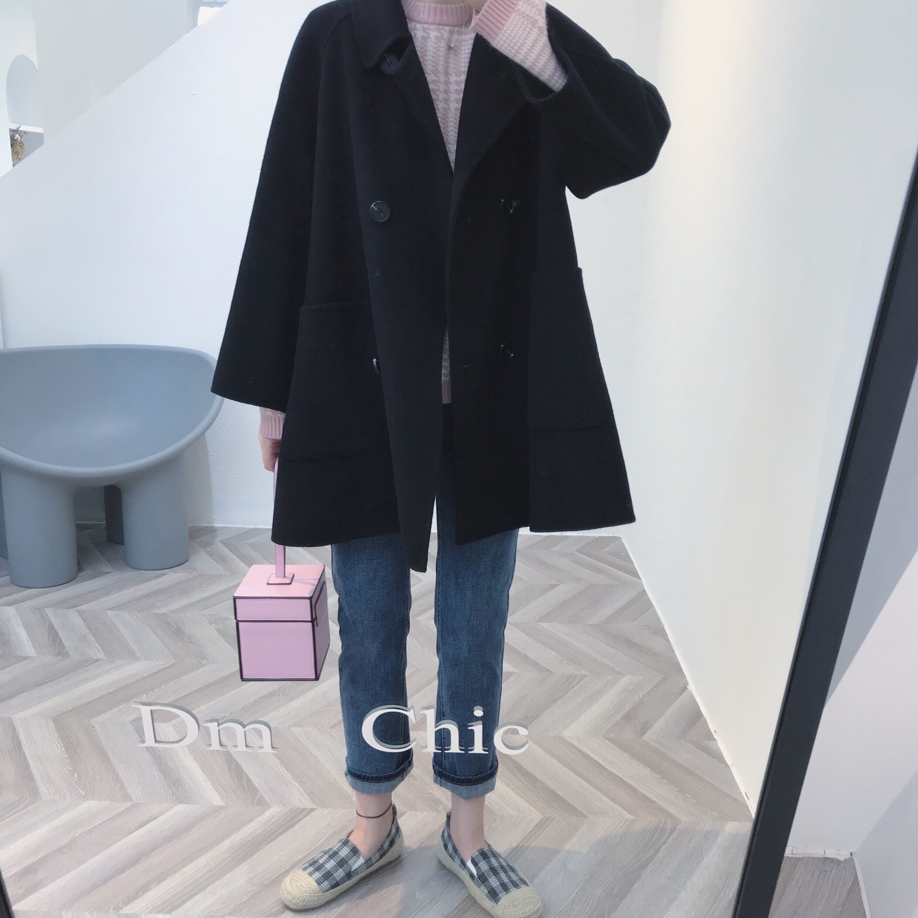 New Year's Goods Welfare Understated Laziness~Daily Wear の Lapel A-word Double-sided Handmade Wool Coat