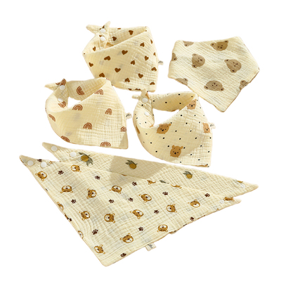 婴儿纯棉新生儿三角巾围嘴口水巾透气纱布