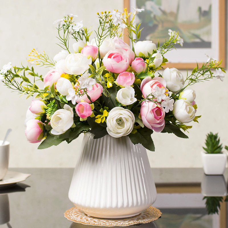 Flowers on the refrigerator living room fake flower decoration table simulation flower placement European-style drying flower pot home coffee table decoration