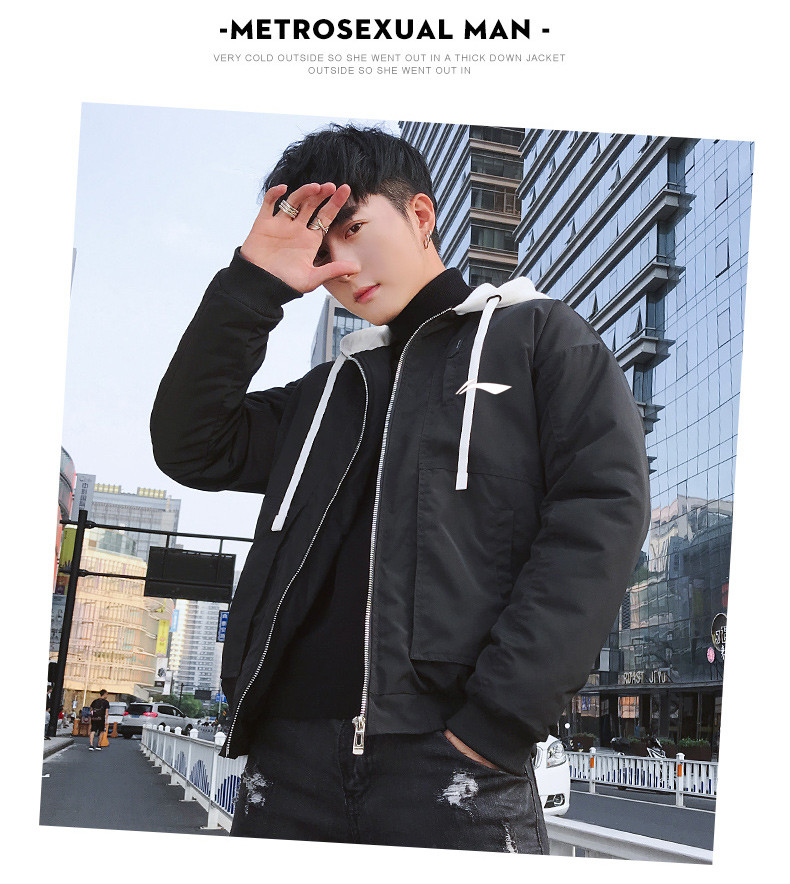 Li Ning cotton nam mùa đông áo mới thanh niên dày ngoài trời quần áo cotton thể thao đẹp trai áo khoác - Quần áo độn bông thể thao áo phao nam cổ lông