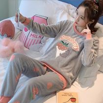 Winter Home Clothing Pajamas Womens Milk Suede Sanhu Shan Coral Hu Books Coral and Hills Butterfly-Grains Compound Thousands of Islands