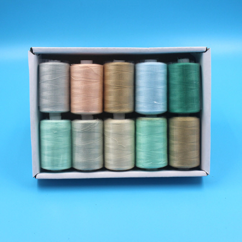 Нитки 家用402缝纫线 手缝线 多彩色系10色套装1000码 diy彩线 冷暖色调 Alcoa