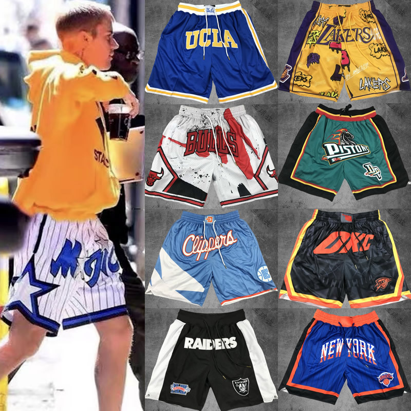 Bulls Clippers Magic Shorts High Street Pocket Basketball Shorts Mavericks Hornets American Style Pocket Shorts