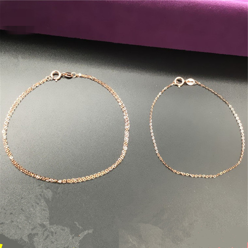 Ouyasi Jewelry Pure Rose Gold 585 14K Rose Gold Colored Gold O-Chain Bracelet Single Layer Double Layer for Women Ouyasi Jewelry Pure Rose Gold 585 14K Rose Gold Colored Gold O-Chain Bracelet Single Layer Double Layer for Women