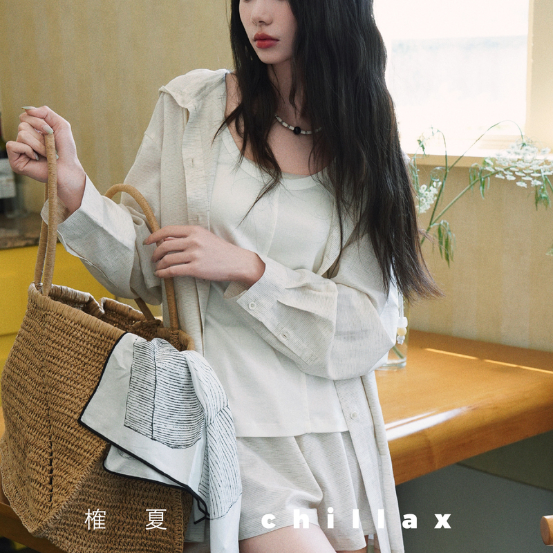 Que Xia Sun Protection Set: Shirt and Pants, Wrap-Around Skirt Pants, Loose Two-Piece Design, Thin Style with Hood