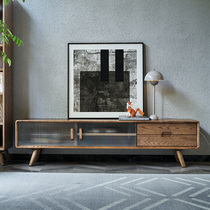 Nordic solid wood TV cabinet all solid wood modern simple small apartment video cabinet living room log ash wood TV cabinet