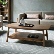 Nordic wood coffee table table living room household small apartment modern simple log tea table rectangular ash wood tea table