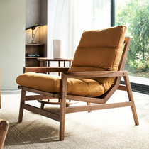 Nordic solid wood leisure chair living room single seat sofa chair high back head Log wind chair ash wood leisure chair