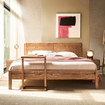 The Nordic wood bed 1 8 meters double simple economic wooden plank 1 5 meters bedroom bed ash-wood