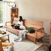 Storage sofa Japanese log board drawer sofa Nordic new Chinese ash wood sofa winter and summer dual use