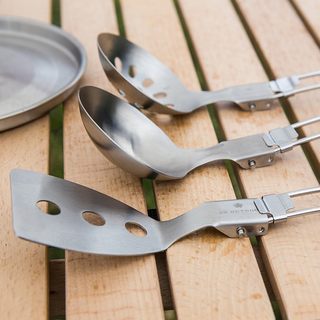 Outdoor picnic camping cooking spatula spatula spoon set long handle folding tableware 304 stainless steel kitchen utensils portable