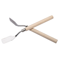  Acrylic pigment toning knife Solid wood handle Stainless steel oil painting knife blade Texture knife Pick knife Gouache flat head scraper