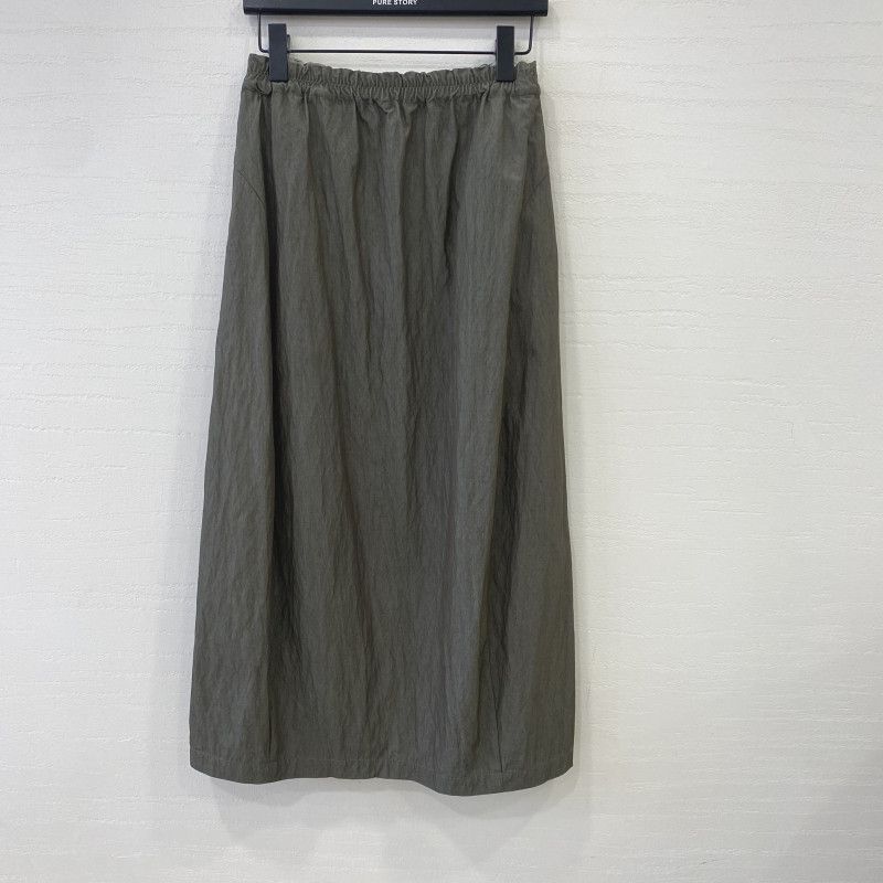 Q611Q0927 Women's Skirt with Elastic High Waist, Back Slit, Pleated Design, Casual A-Line Spring/Summer Skirt