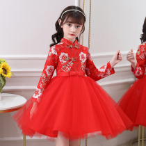 Girl Autumn Dress Dress Dress 2022 New China Wind Qipao Princess Dresses Children Hanfu Childrens Fall Dresses