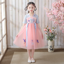 Children Handwear girl Summer clothes Chinese Wind Scout Chinese Costume Don girl Gruffin Girl GuWind Liandress Superfairy Antique Dress Flutter Skirt