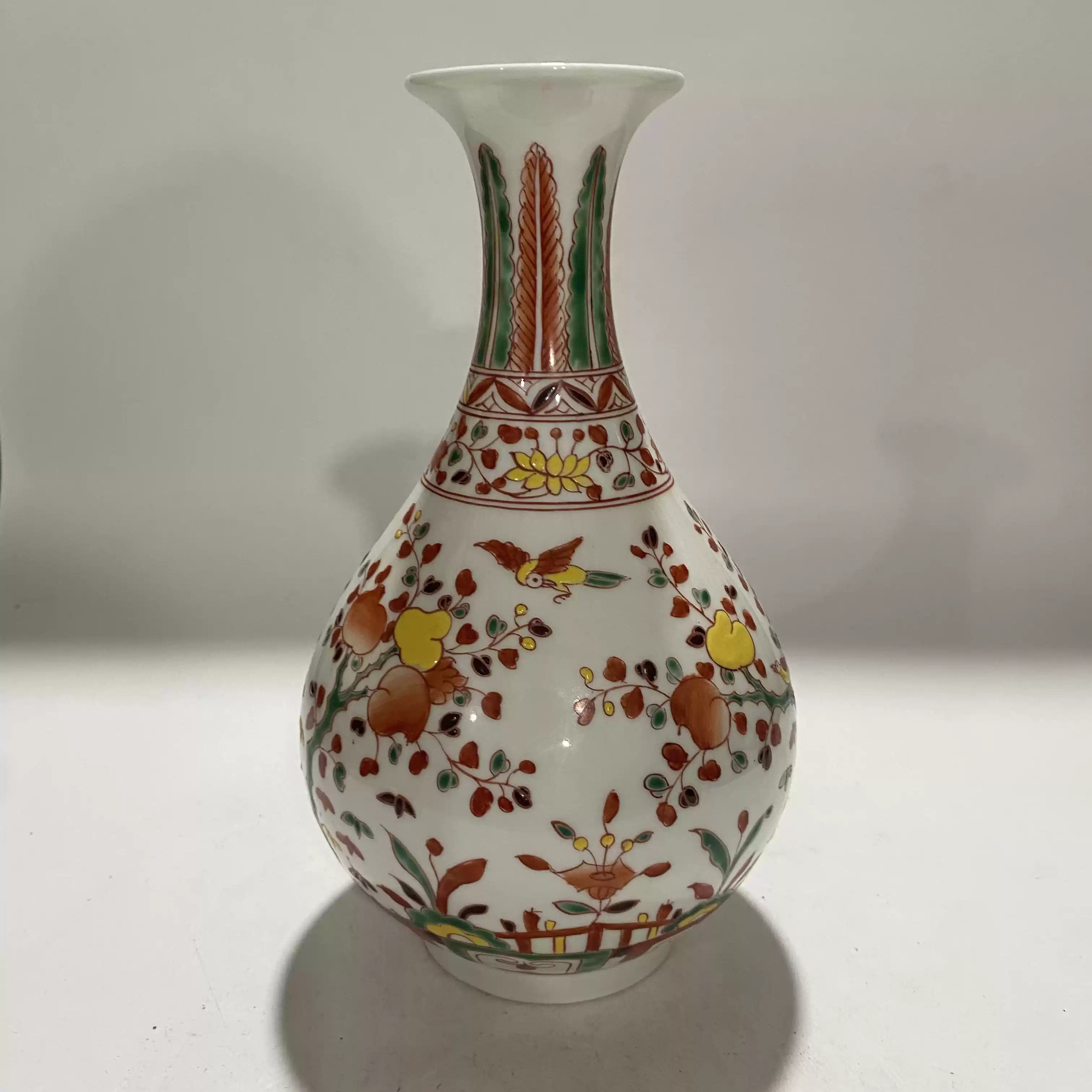 大明成化年制青花斗彩花鸟玉壶春瓶古董古玩瓷器 大明成化年制青花斗彩花鸟玉壶春瓶古董古玩瓷器