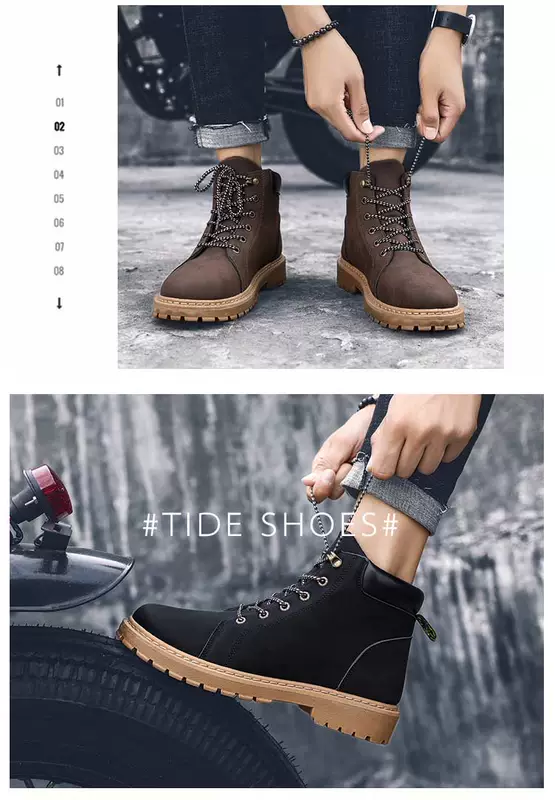 Mùa thu và mùa đông Phiên bản Hàn Quốc cộng với nhung Martin ủng ủng nam quân đội cao để giúp giày cotton khởi động giày nam ủng tuyết