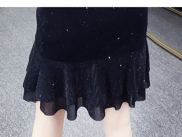 VK旗艦店 韓系交叉V領亮片網紗荷葉邊細肩帶無袖洋裝