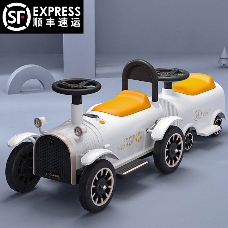 Bedoch children's electric train can take a four-wheel toy car double drive male and female baby charging battery car