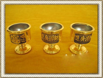 Clearance Buddhist hall supplies steel gall to attract wealth and treasure copper cup Buddha cup set does not rust religious supplies clean bottle