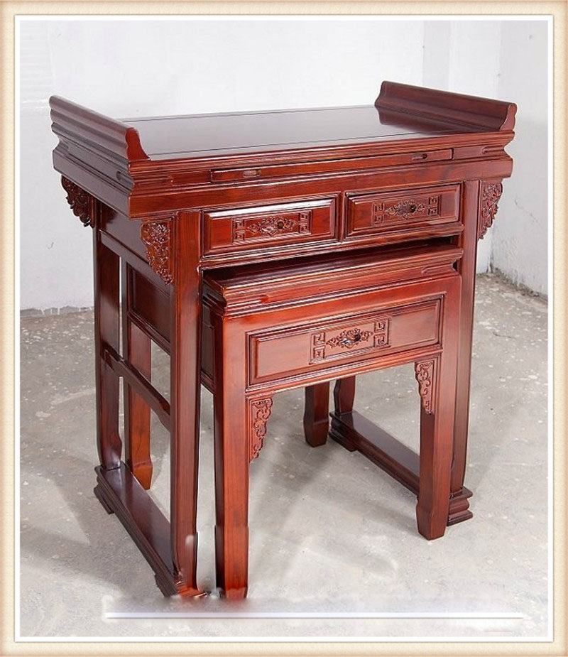 Solid wood carved flower for table Eight Immortals Table Simple classical Chinese ShenBuddhist Terra Hall Multi-spec Buddha Hall Supplies