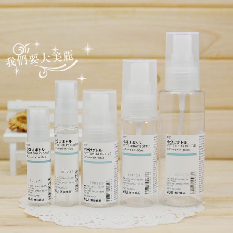 Japan's native muji unprinted good products PET sub-package bottle lotion spray bottle press travel fine mist
